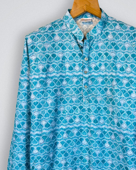 Celestial Charms Printed Lucknowi Kurta - Jaipuri Crown 1638