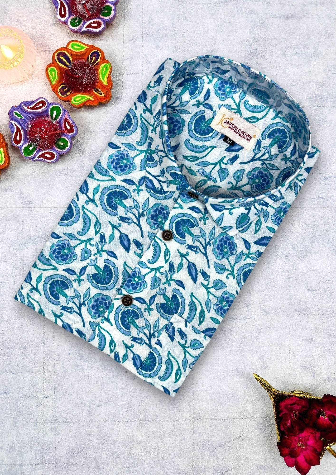 Cerulean Flowers - Jaipuri Crown
