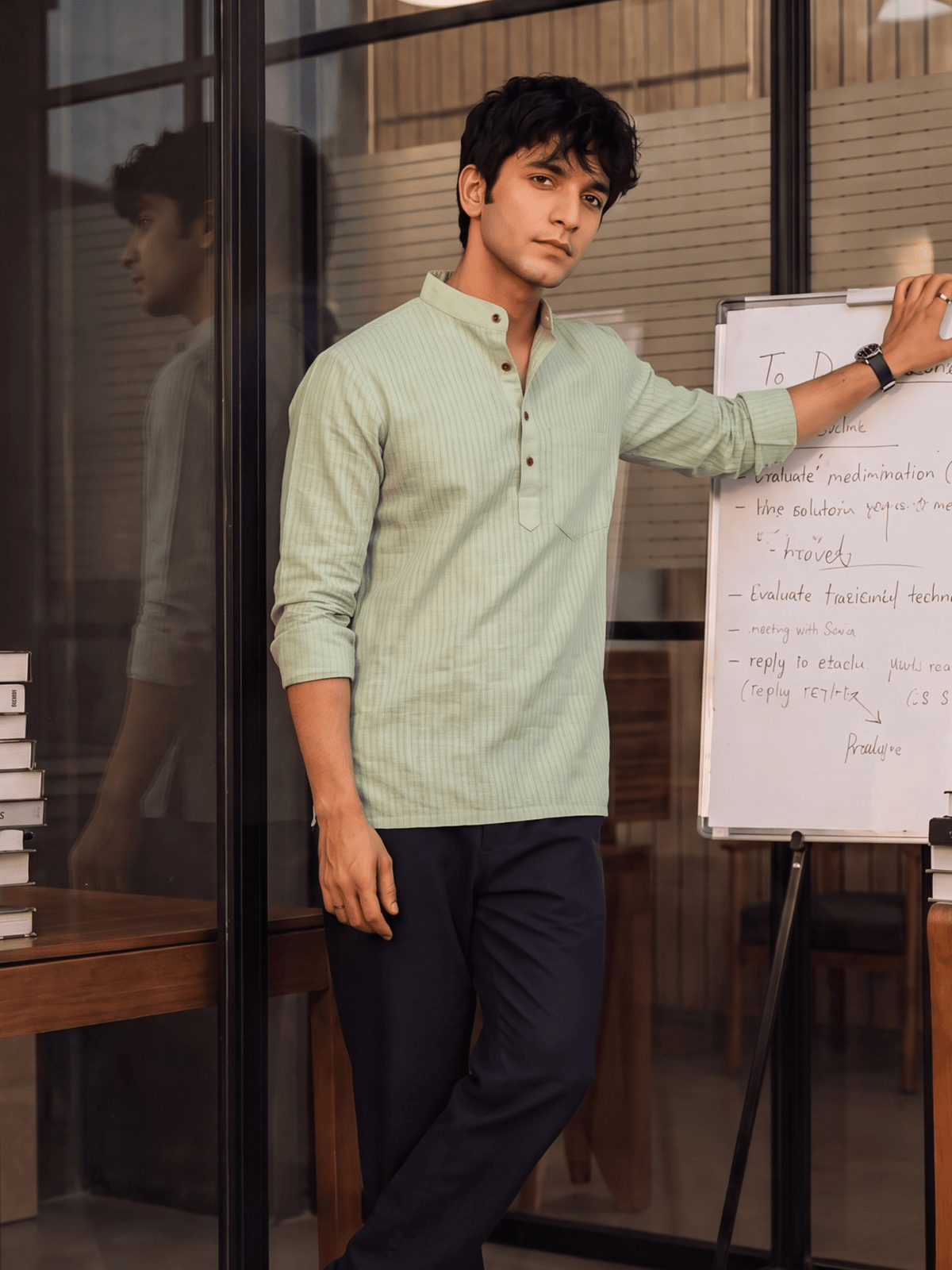 Charming Green – Printed Cotton Short Kurta - Jaipuri Crown