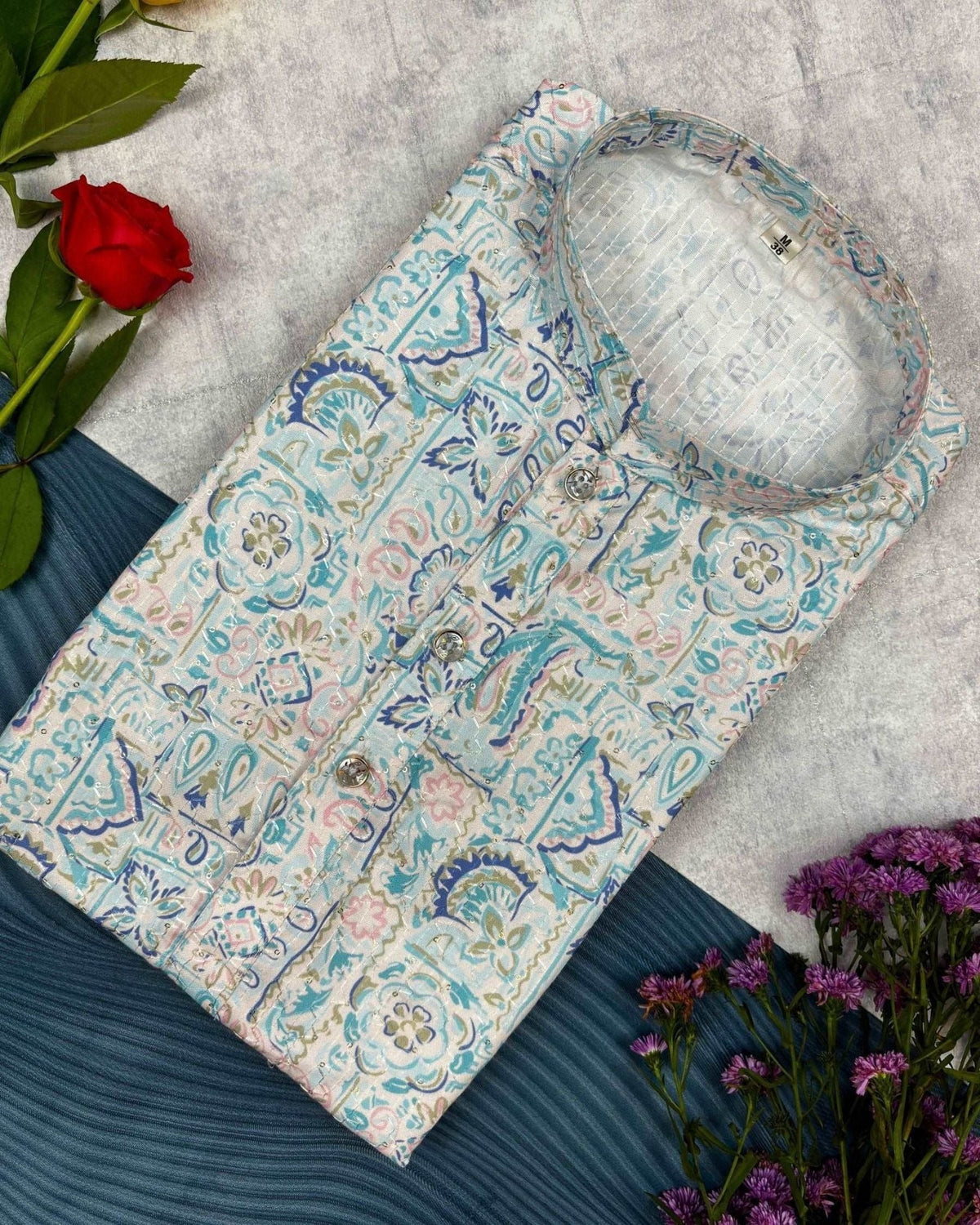 Chic Serenity Printed Kurta - Jaipuri Crown