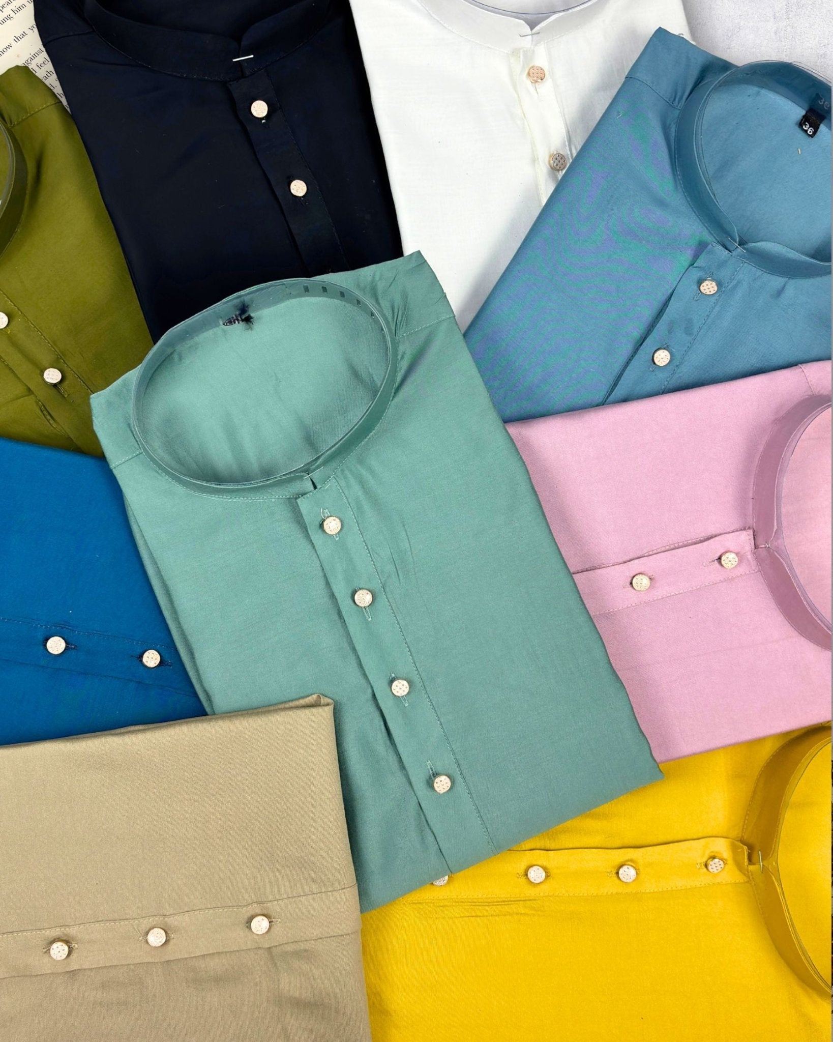 Classic Aqua Blue Plain Kurta - Jaipuri Crown