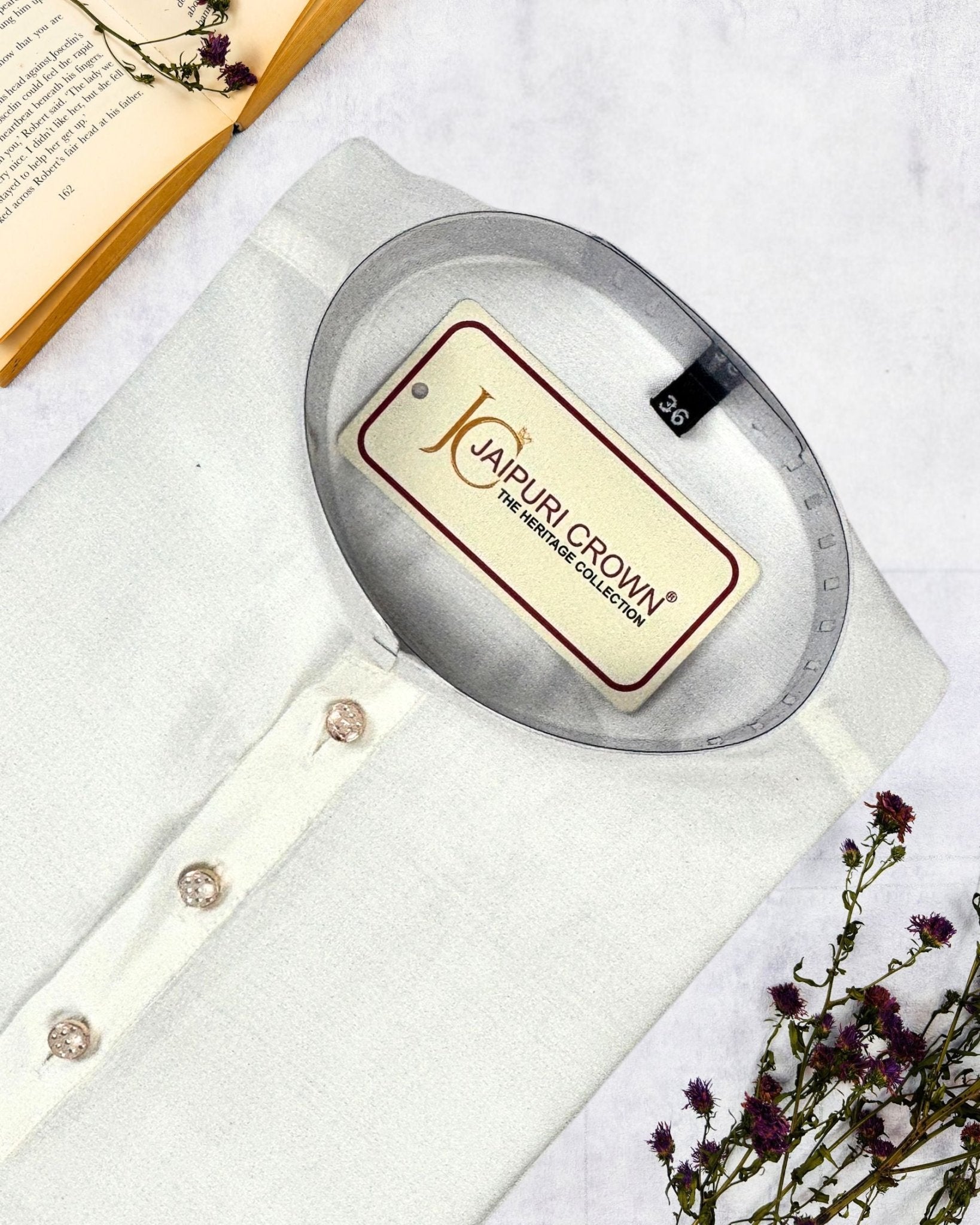 Classic White Kurta Plain Kurta - Jaipuri Crown