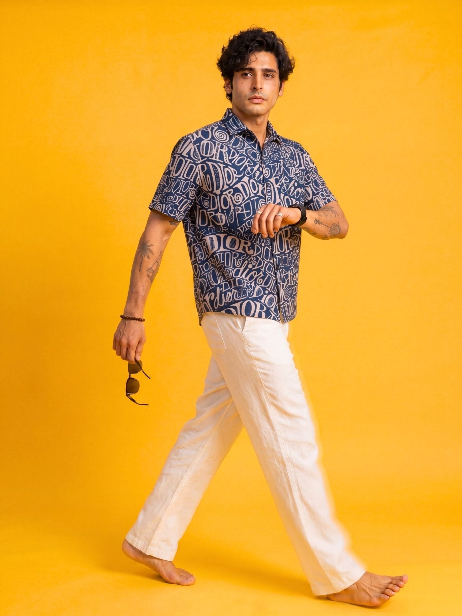 Coast Haze — Blue Digital Printed Cotton Cambric Shirt | Jaipuri Crown - Jaipuri Crown