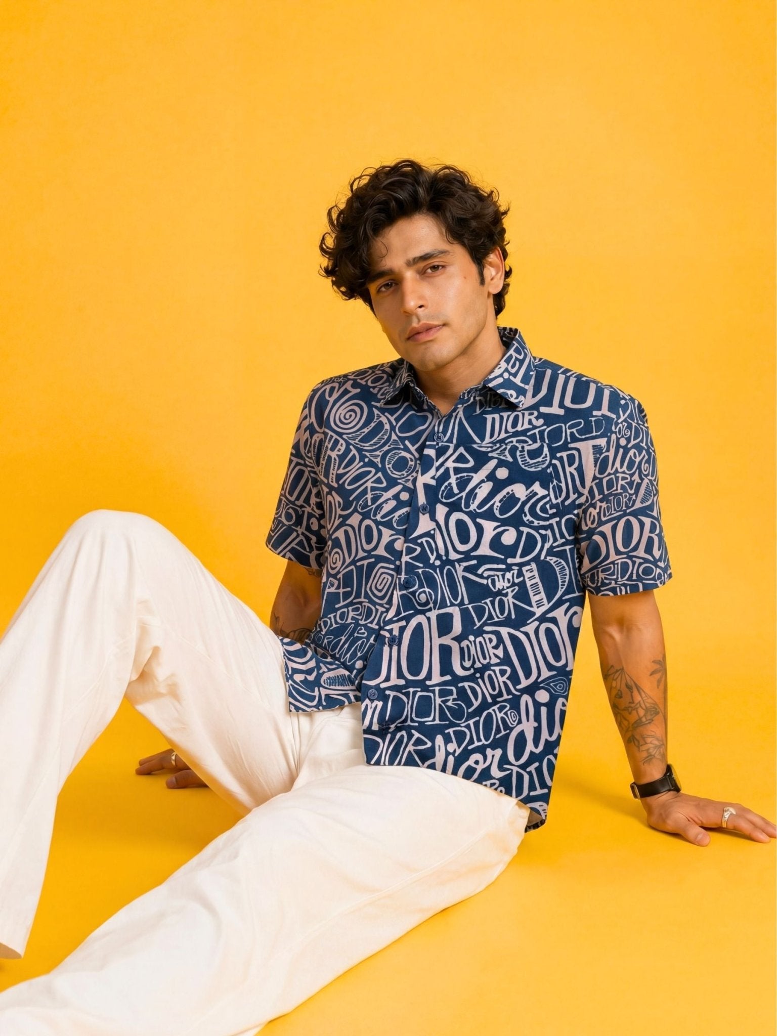 Coast Haze — Blue Digital Printed Cotton Cambric Shirt | Jaipuri Crown - Jaipuri Crown