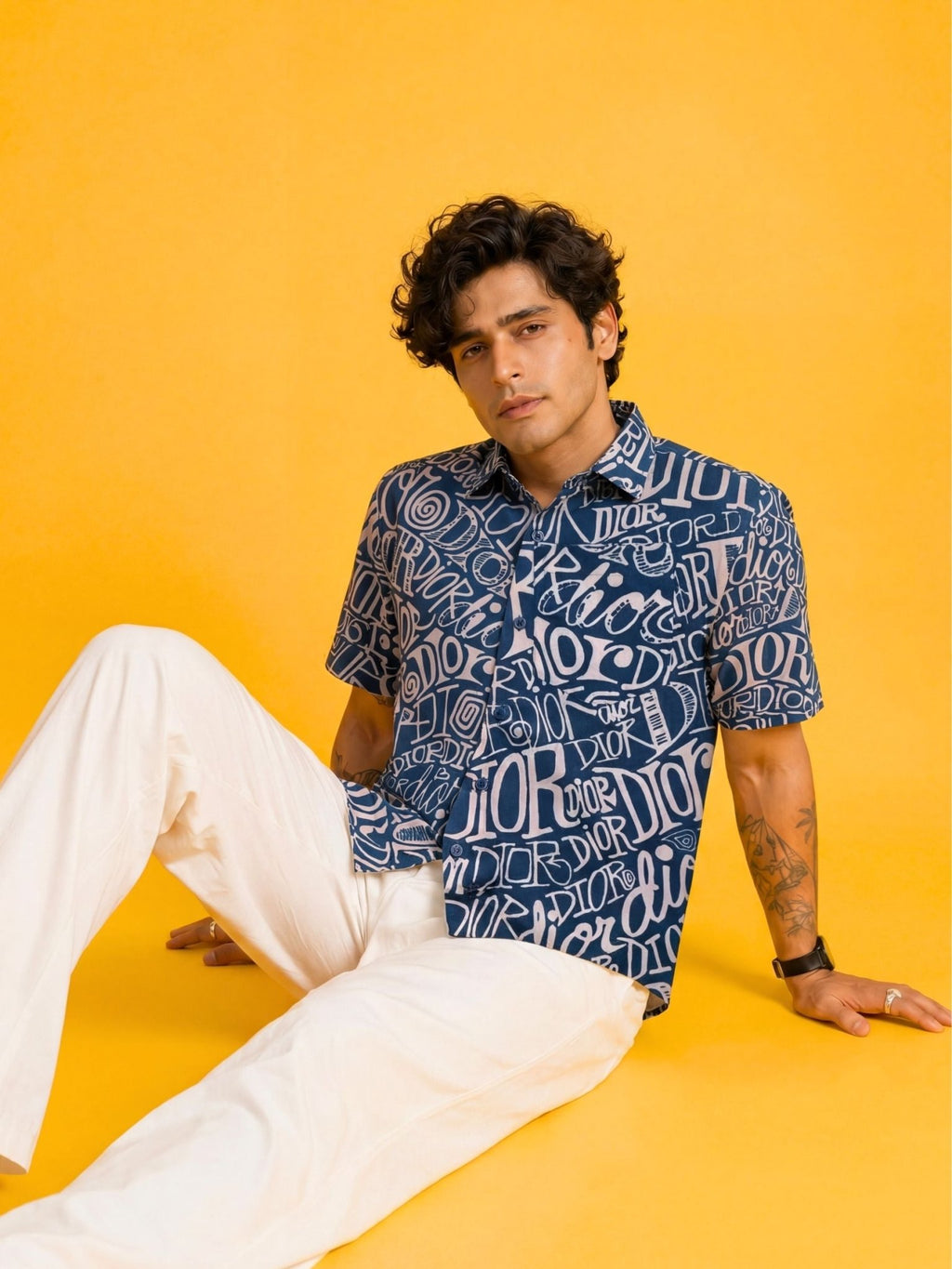 Coast Haze — Blue Digital Printed Cotton Cambric Shirt | Jaipuri Crown - Jaipuri Crown