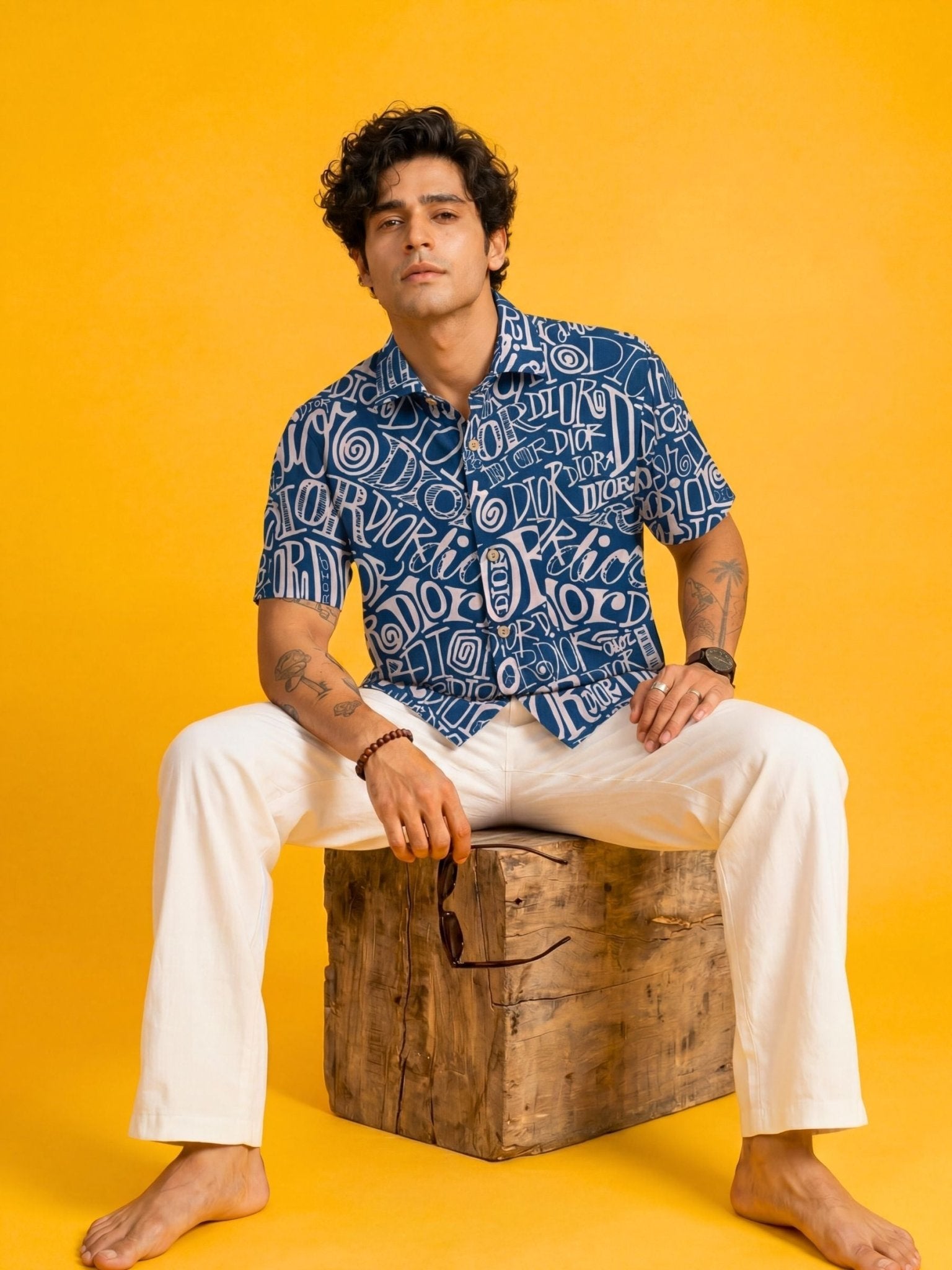 Coast Haze — Blue Digital Printed Cotton Cambric Shirt | Jaipuri Crown - Jaipuri Crown