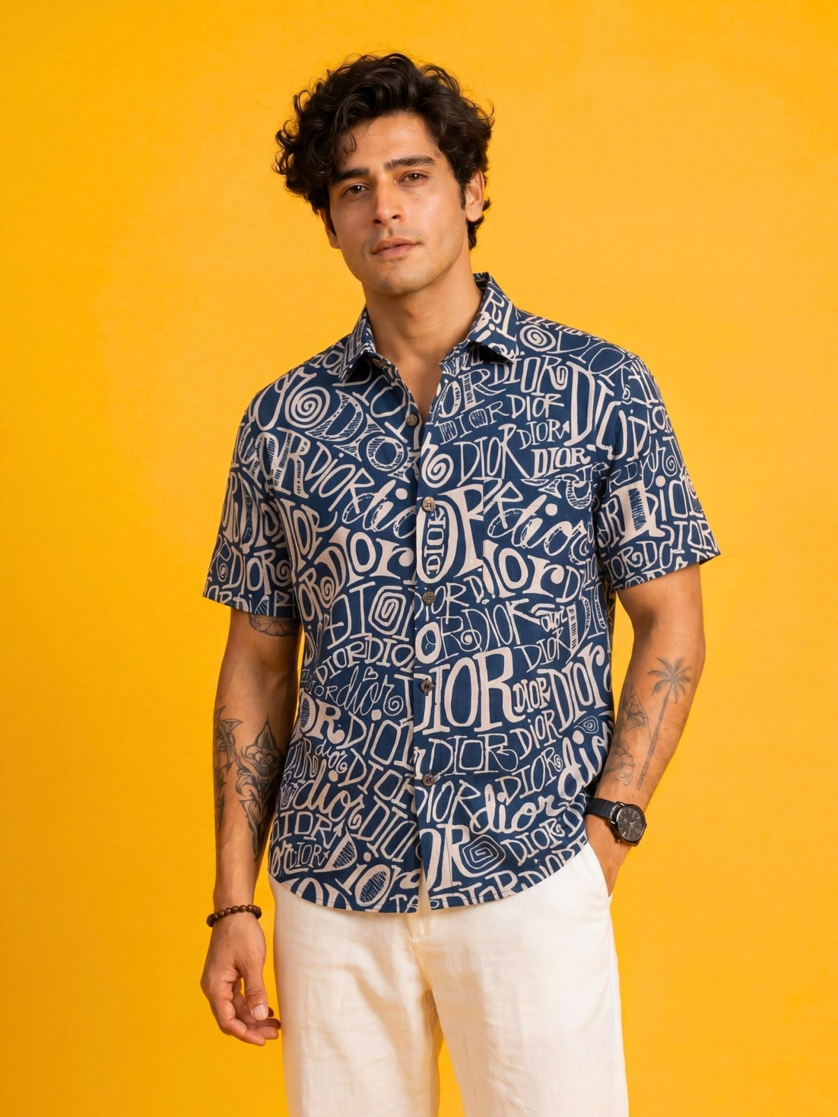 Coast Haze — Blue Digital Printed Cotton Cambric Shirt | Jaipuri Crown - Jaipuri Crown