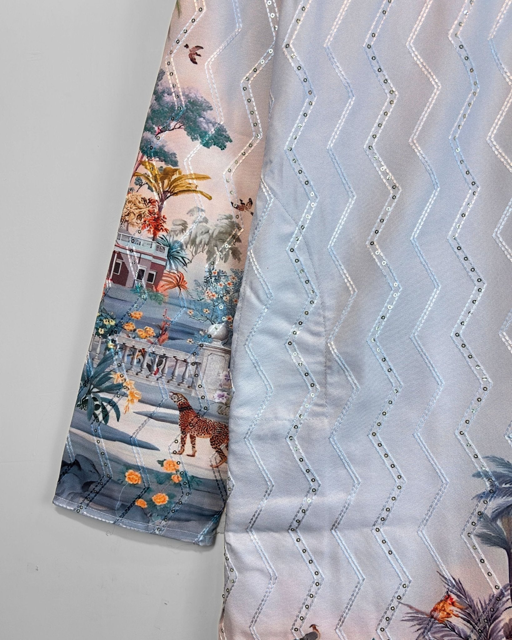 Coastal Royale – Printed Kurta for Men - Jaipuri Crown