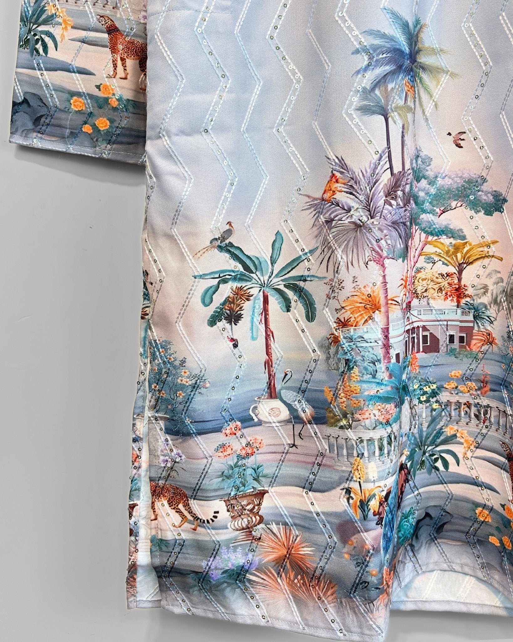 Coastal Royale – Printed Kurta for Men - Jaipuri Crown