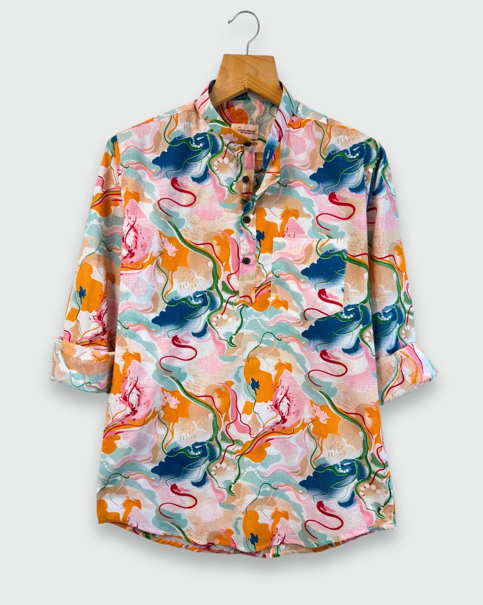 Color Splash – Handprinted Short Kurta - Jaipuri Crown
