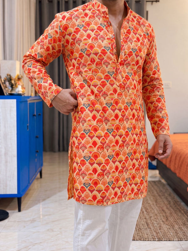 Coral Floral Jaal – Printed Long Kurta - Jaipuri Crown