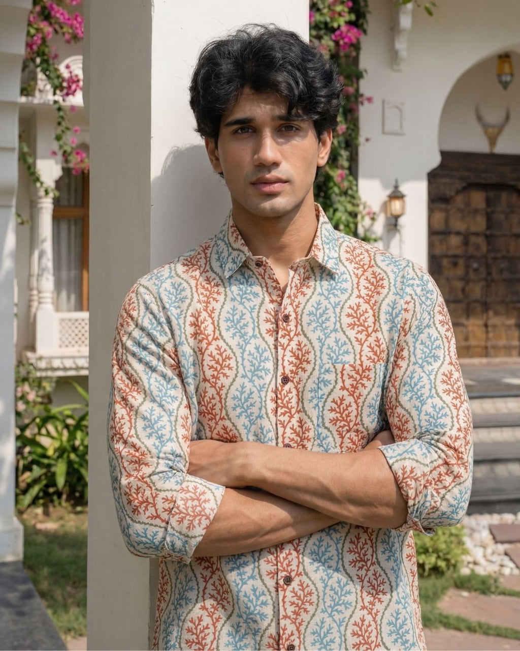 Coral Reef Delight – Printed Cotton Full Sleeve Shirt - Jaipuri Crown