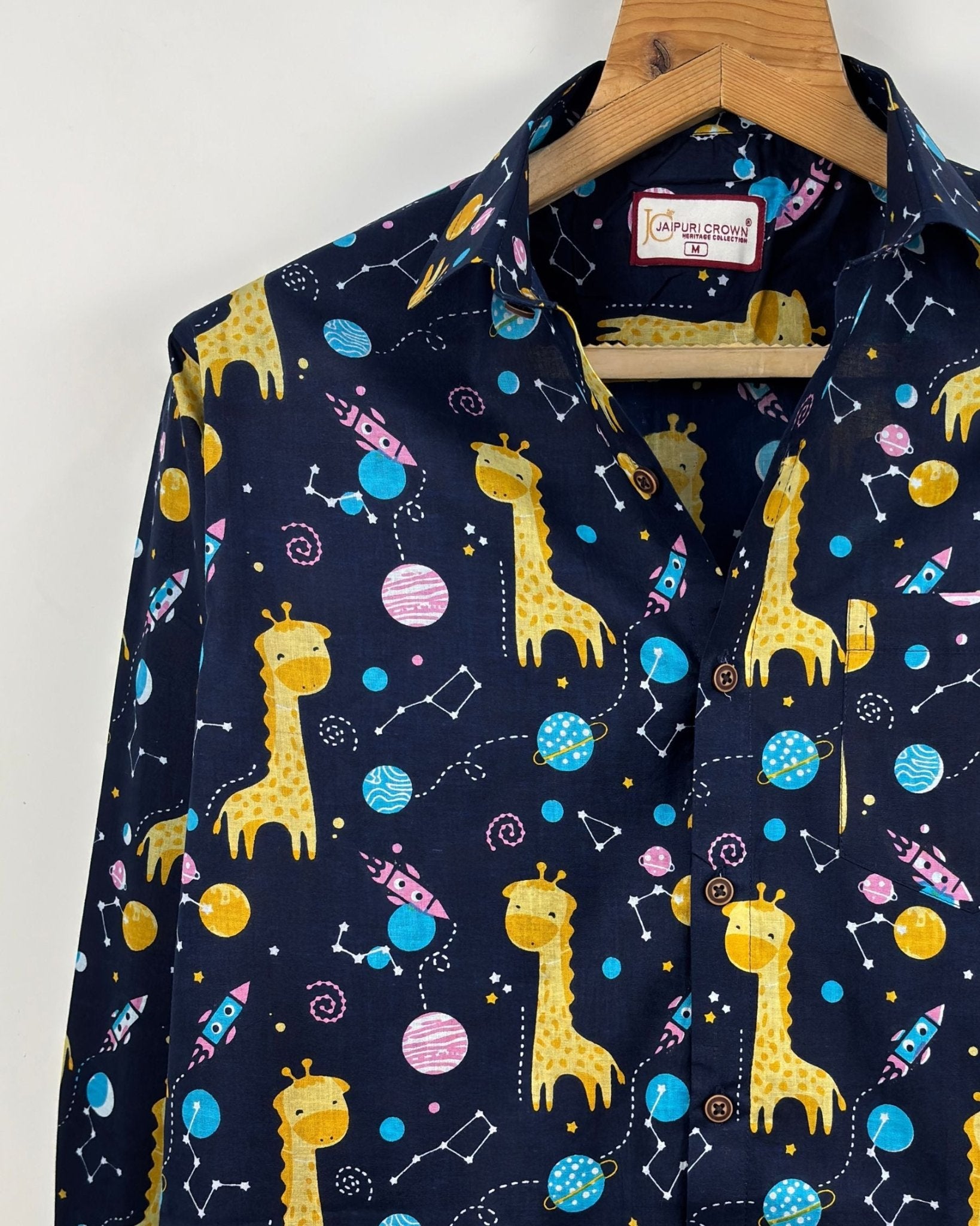 Cosmic Giraffe – Printed Cotton Full Sleeve Shirt - Jaipuri Crown