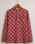 Crimson Elegance – Printed Cotton Short Kurta - Jaipuri Crown
