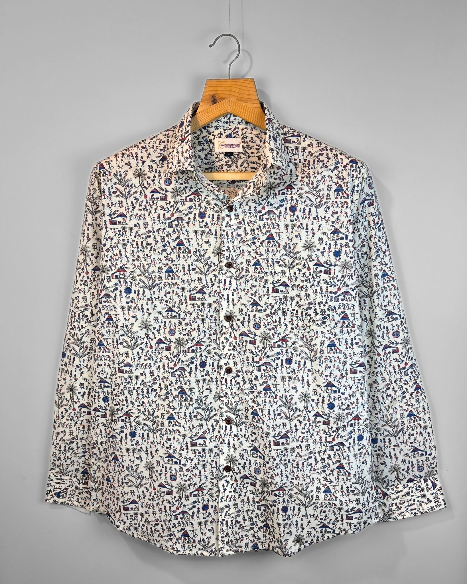 Cultural Canvas - Pure Cotton Shirt - Jaipuri Crown
