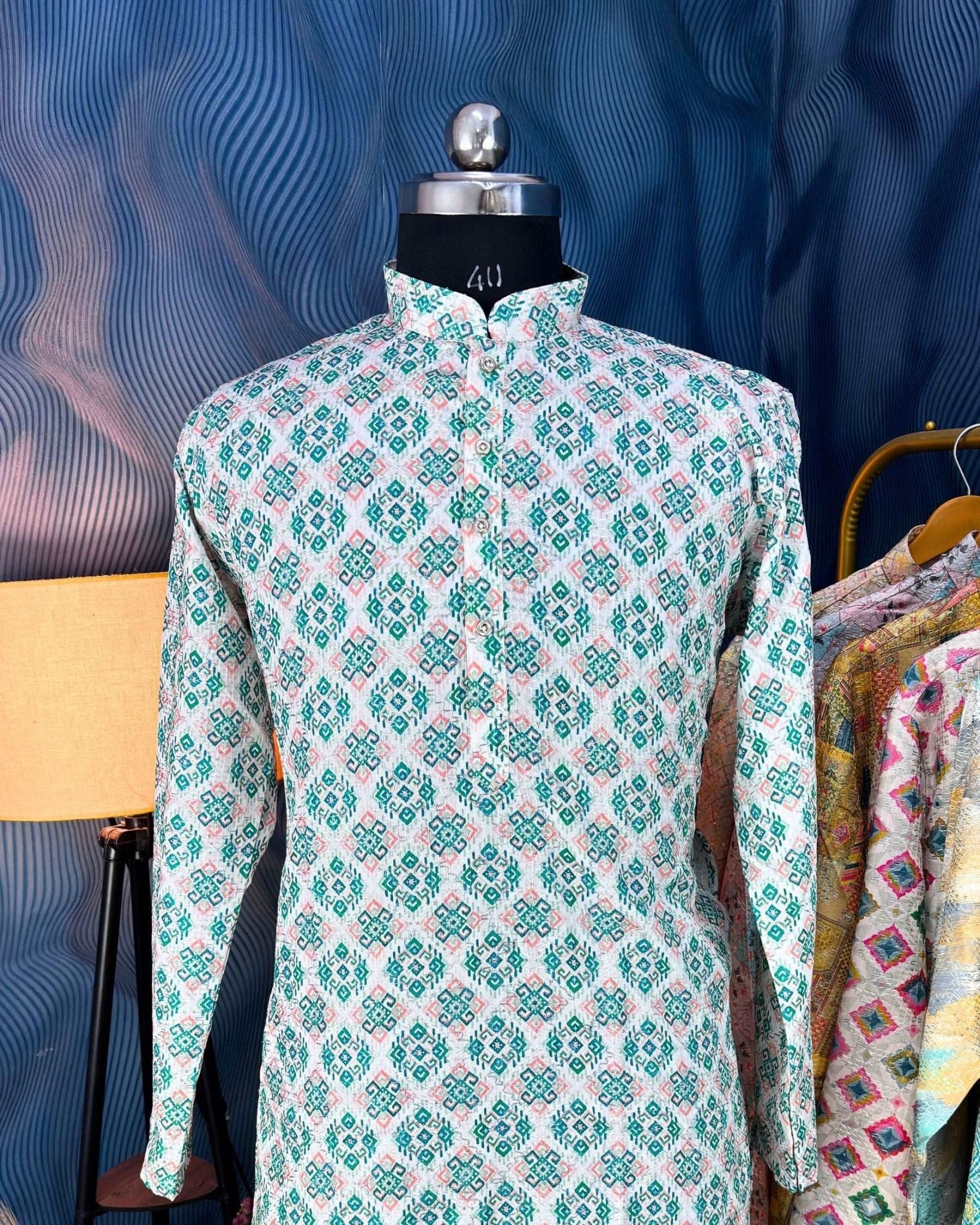 Dazzling Reverie Silver Printed Kurta - Jaipuri Crown