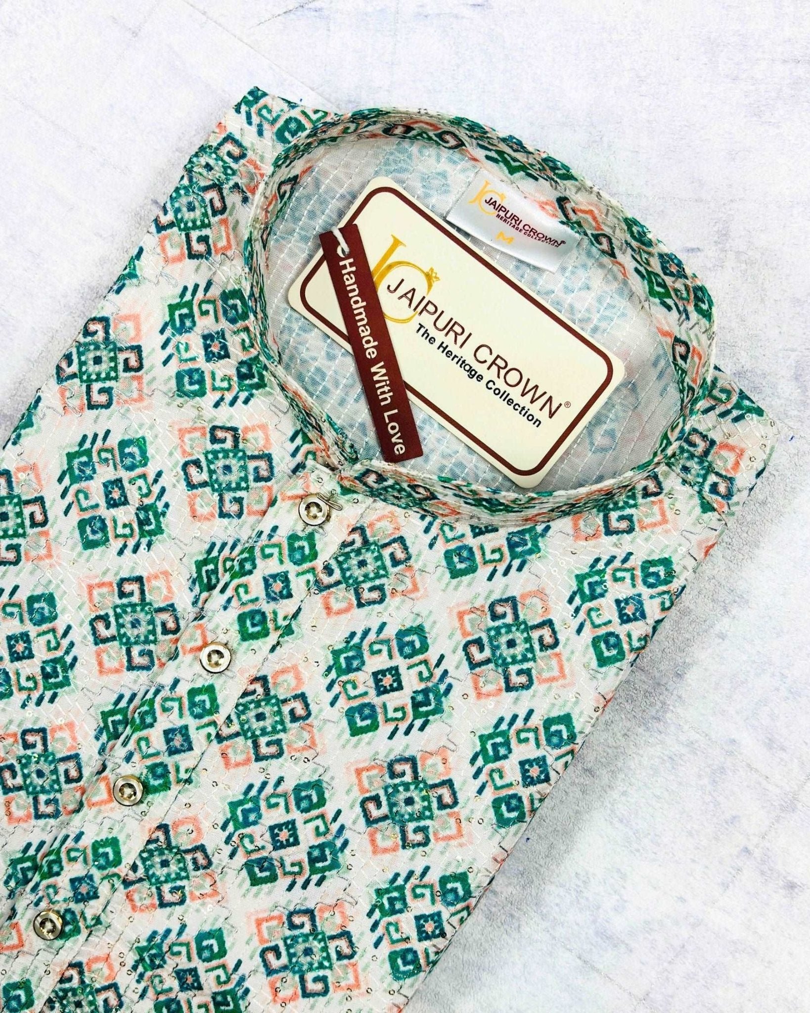 Dazzling Reverie Silver Printed Kurta - Jaipuri Crown