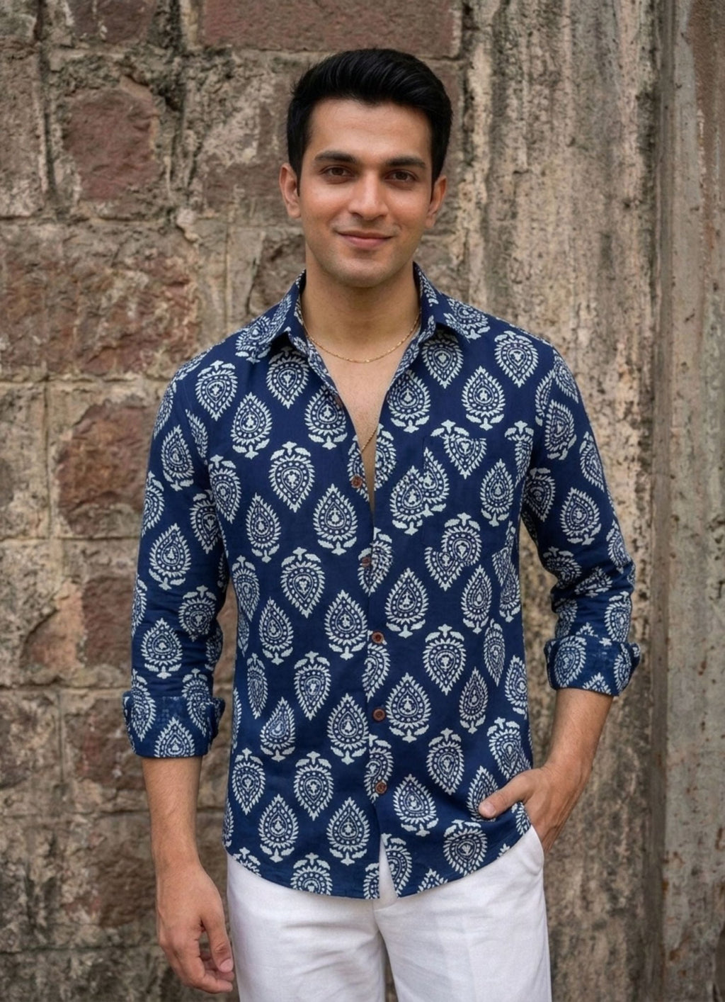 Desert Bloom – Printed Cotton Full Sleeve Shirt - Jaipuri Crown