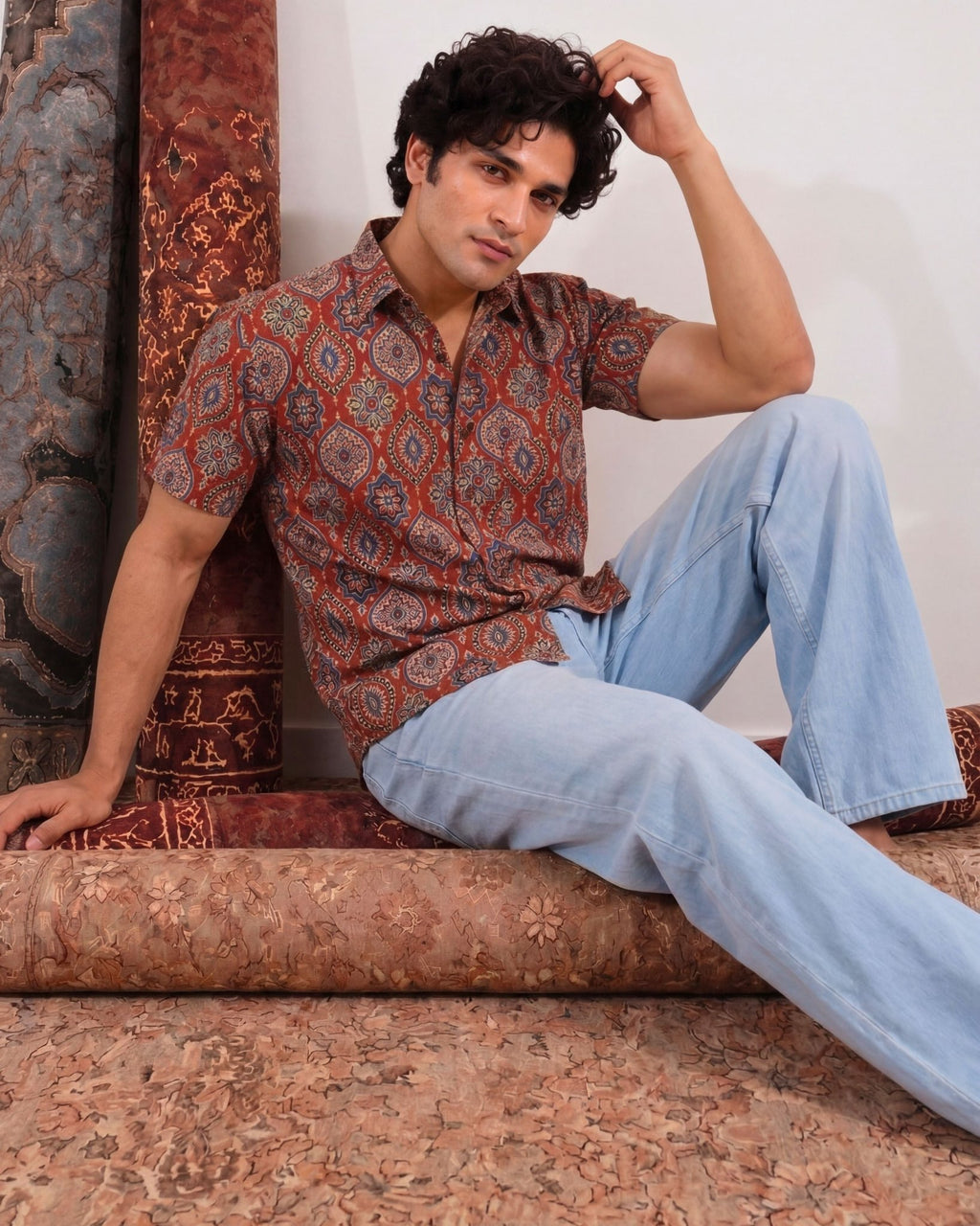 Desert Blooms – Printed Cotton Half Sleeve Shirt - Jaipuri Crown
