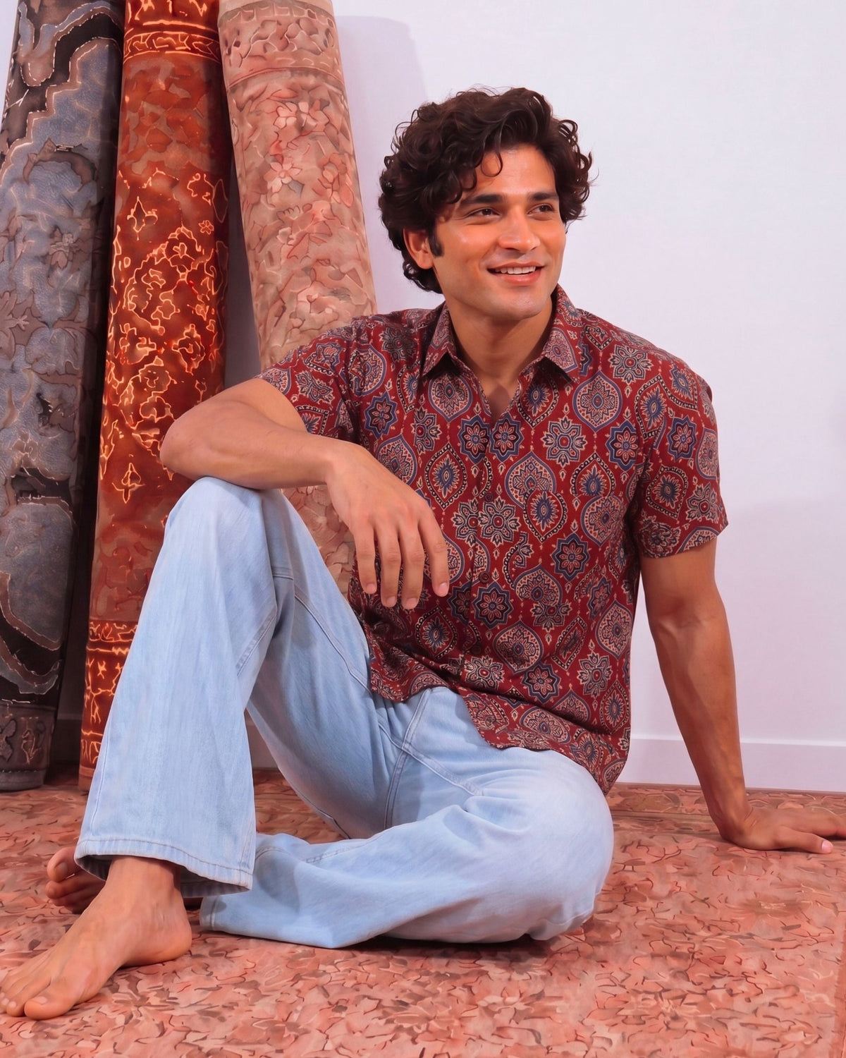 Desert Blooms – Printed Cotton Half Sleeve Shirt - Jaipuri Crown