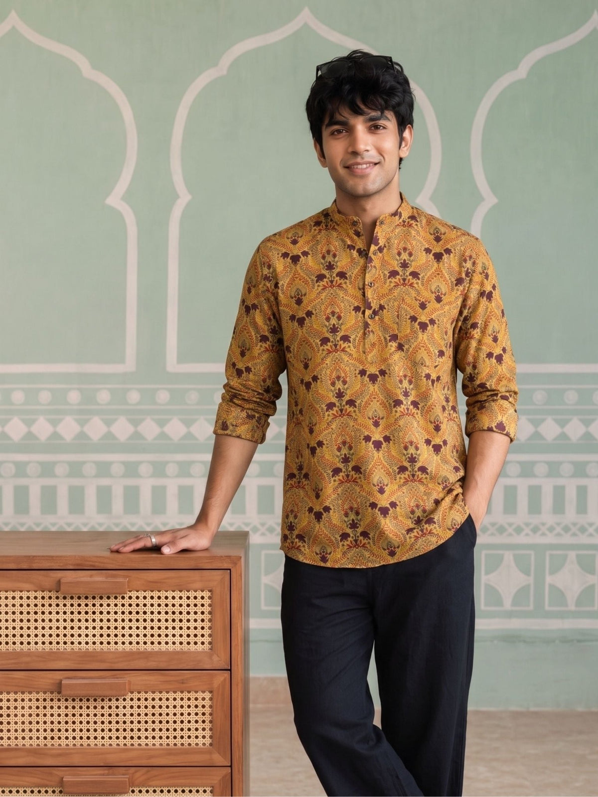 Desert Blooms – Printed Cotton Short Kurta - Jaipuri Crown