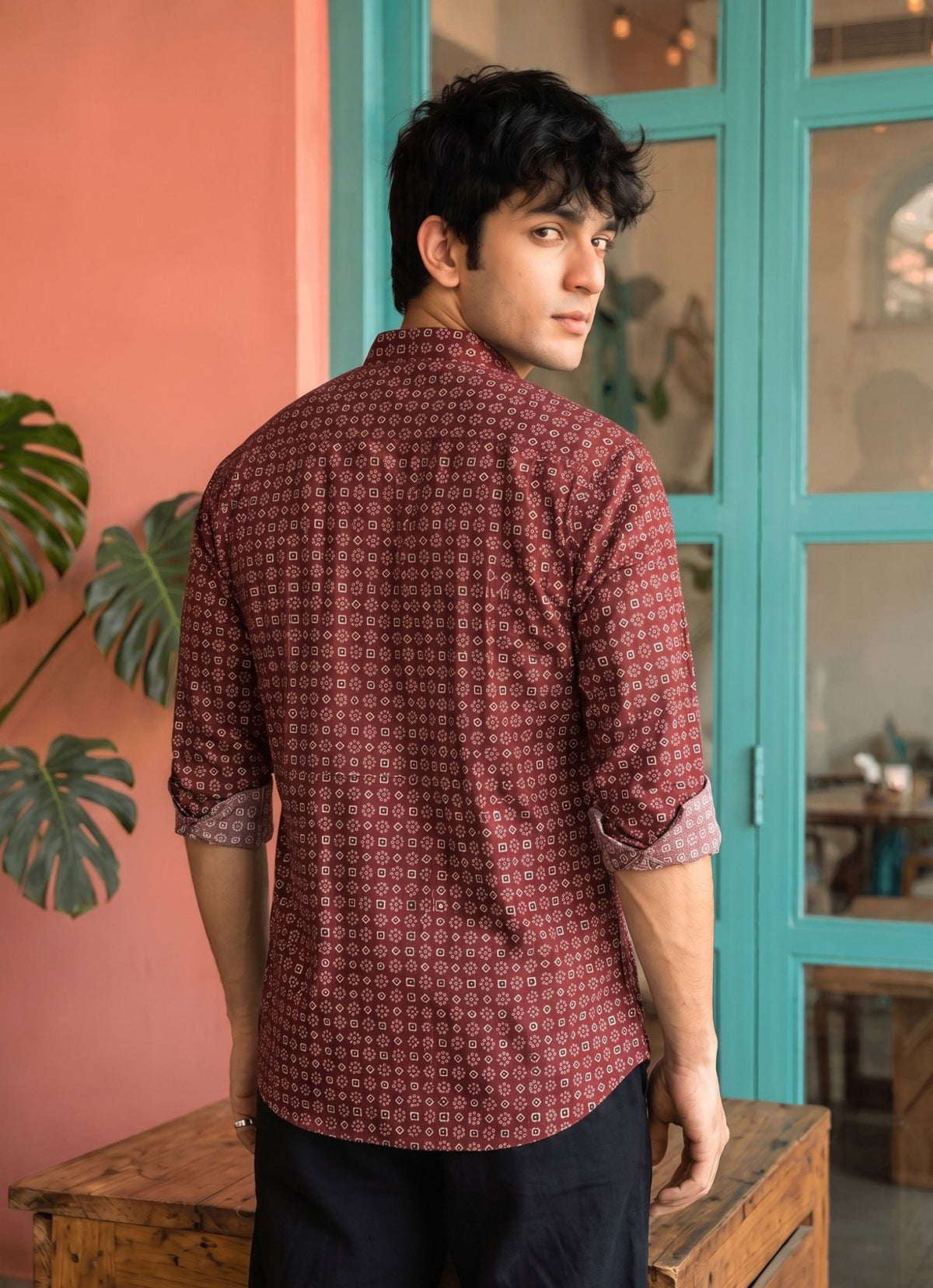 Desert Blossom – Men's Printed Cotton Short Kurta - Jaipuri Crown