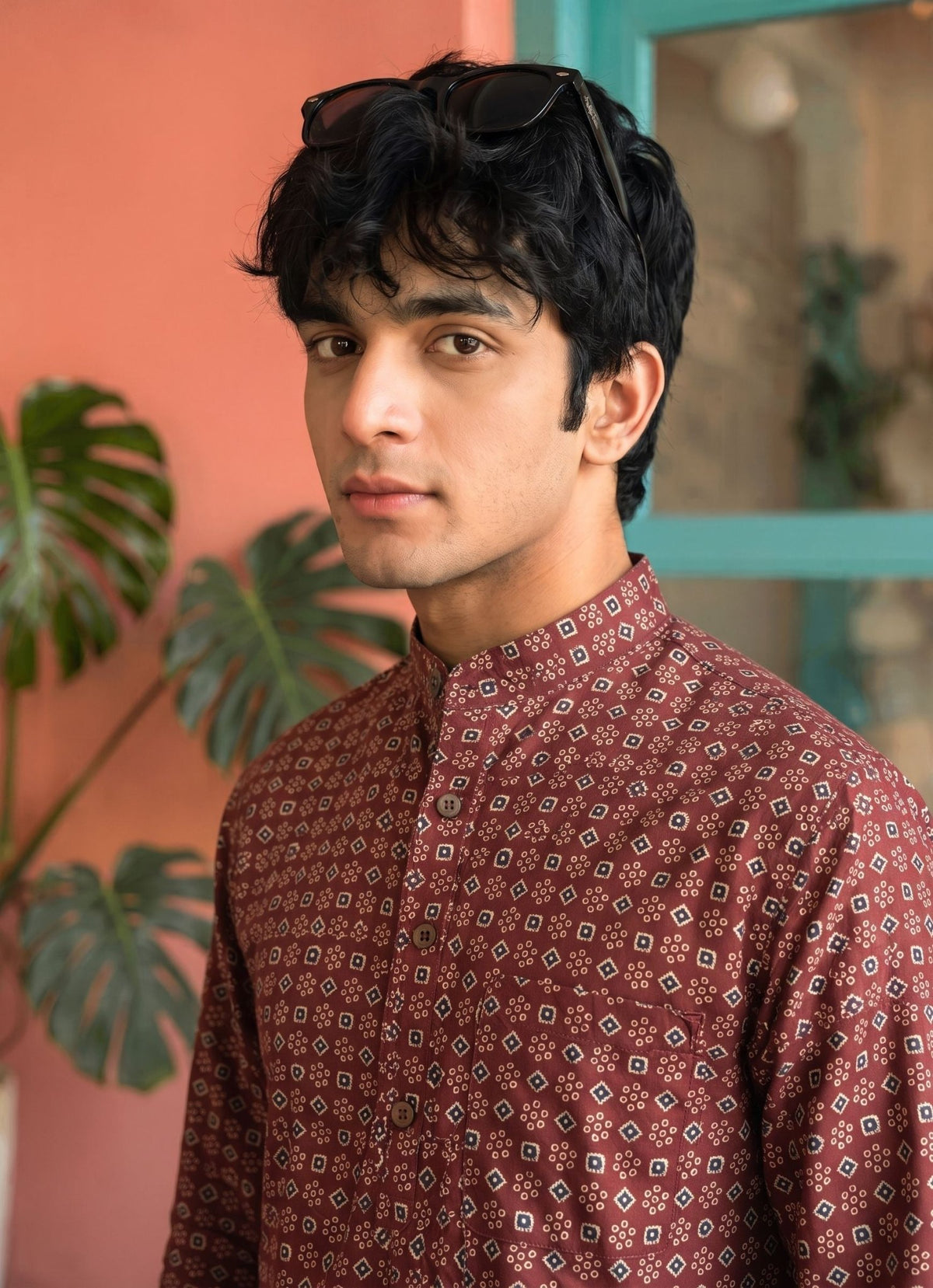 Desert Blossom – Men's Printed Cotton Short Kurta - Jaipuri Crown