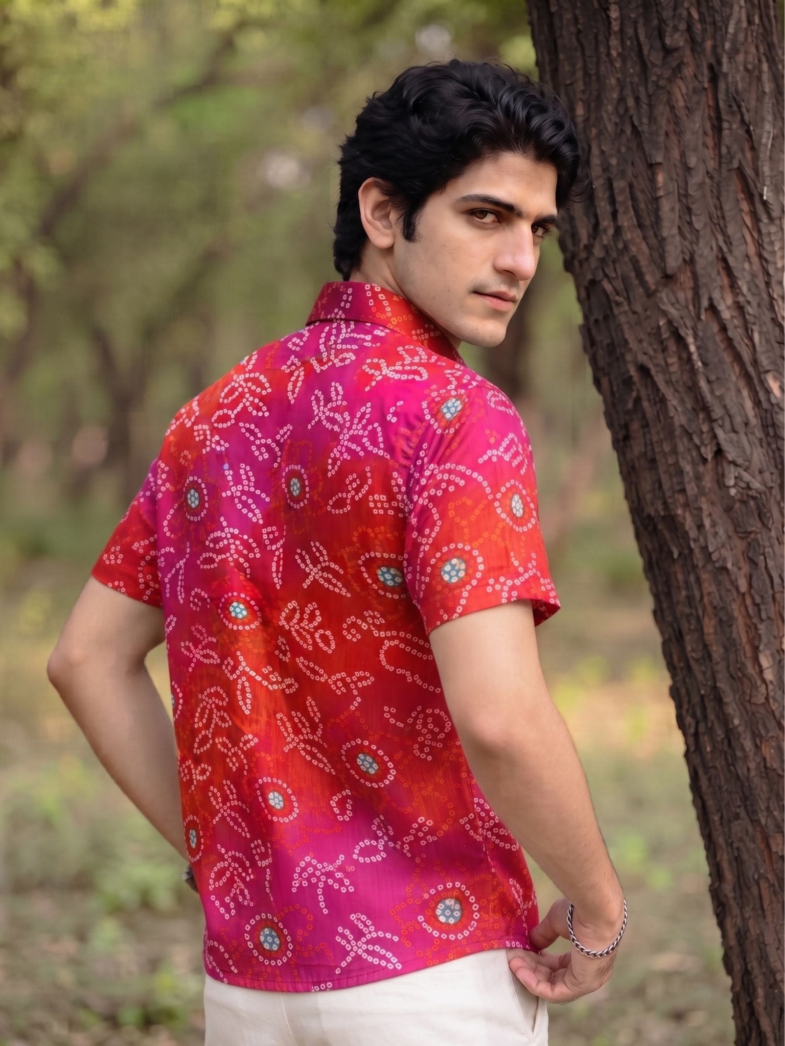 Desert Blossom – Printed Cotton Half Sleeve Shirt - Jaipuri Crown