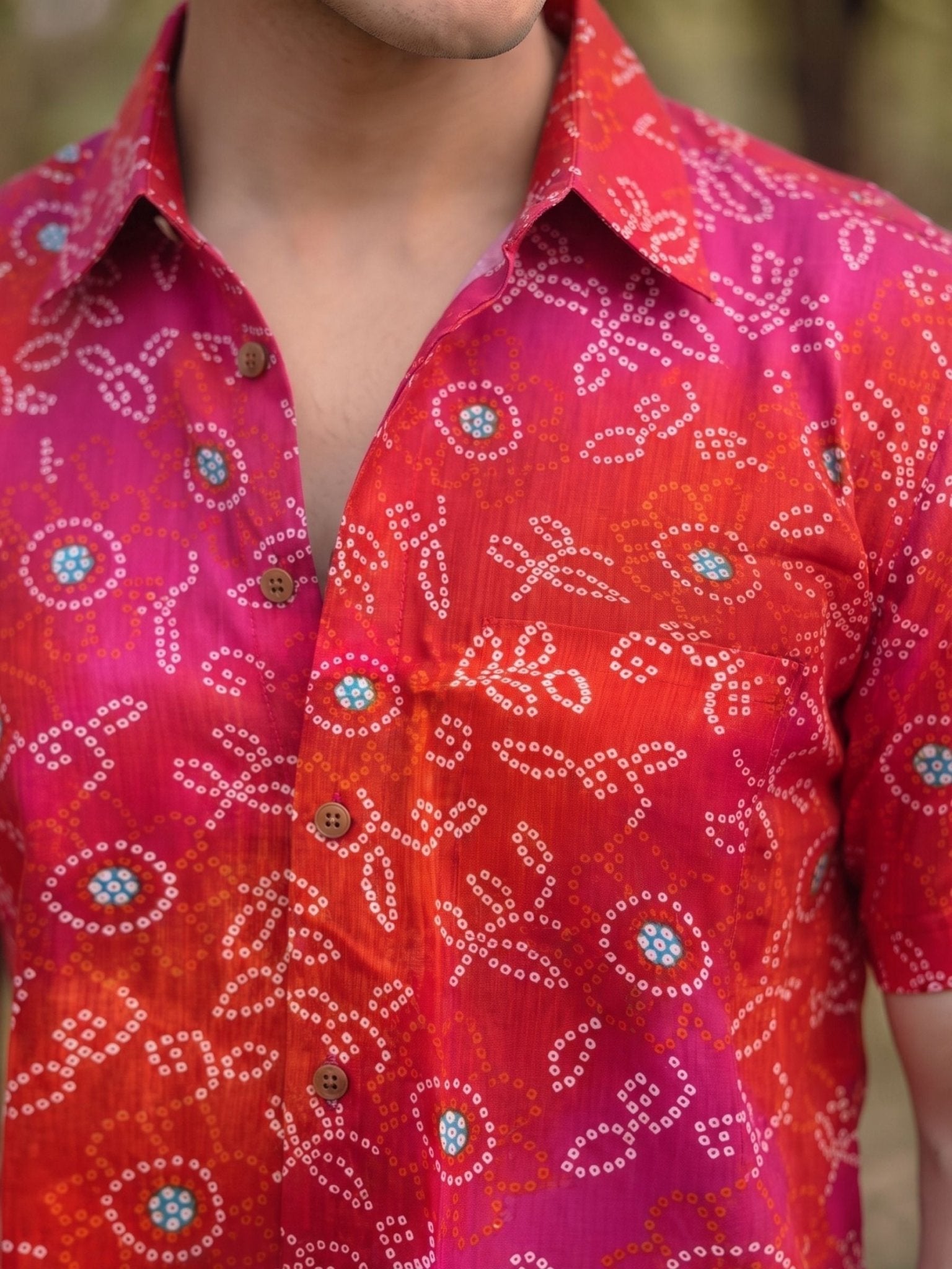 Desert Blossom – Printed Cotton Half Sleeve Shirt - Jaipuri Crown