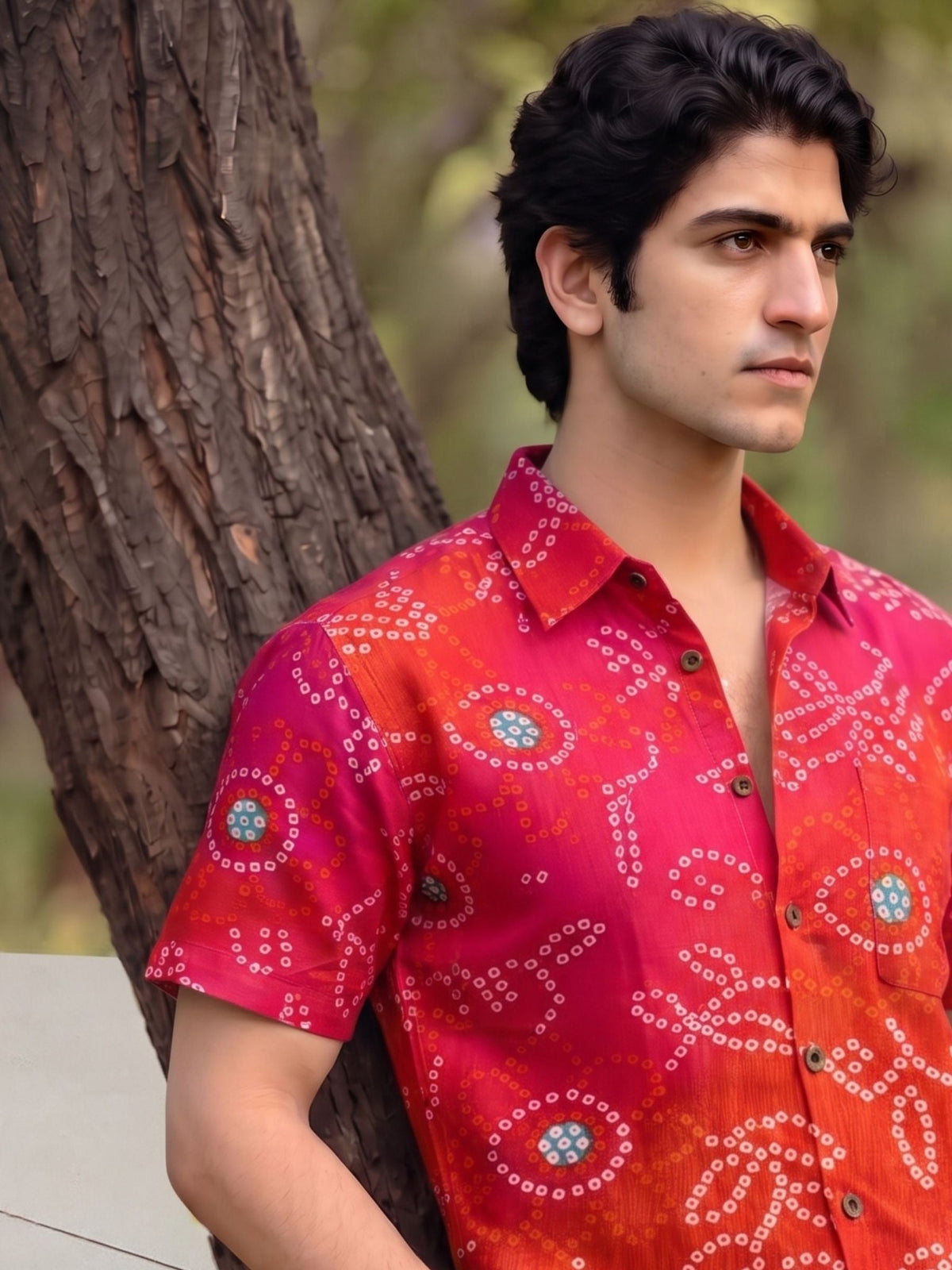 Desert Blossom – Printed Cotton Half Sleeve Shirt - Jaipuri Crown