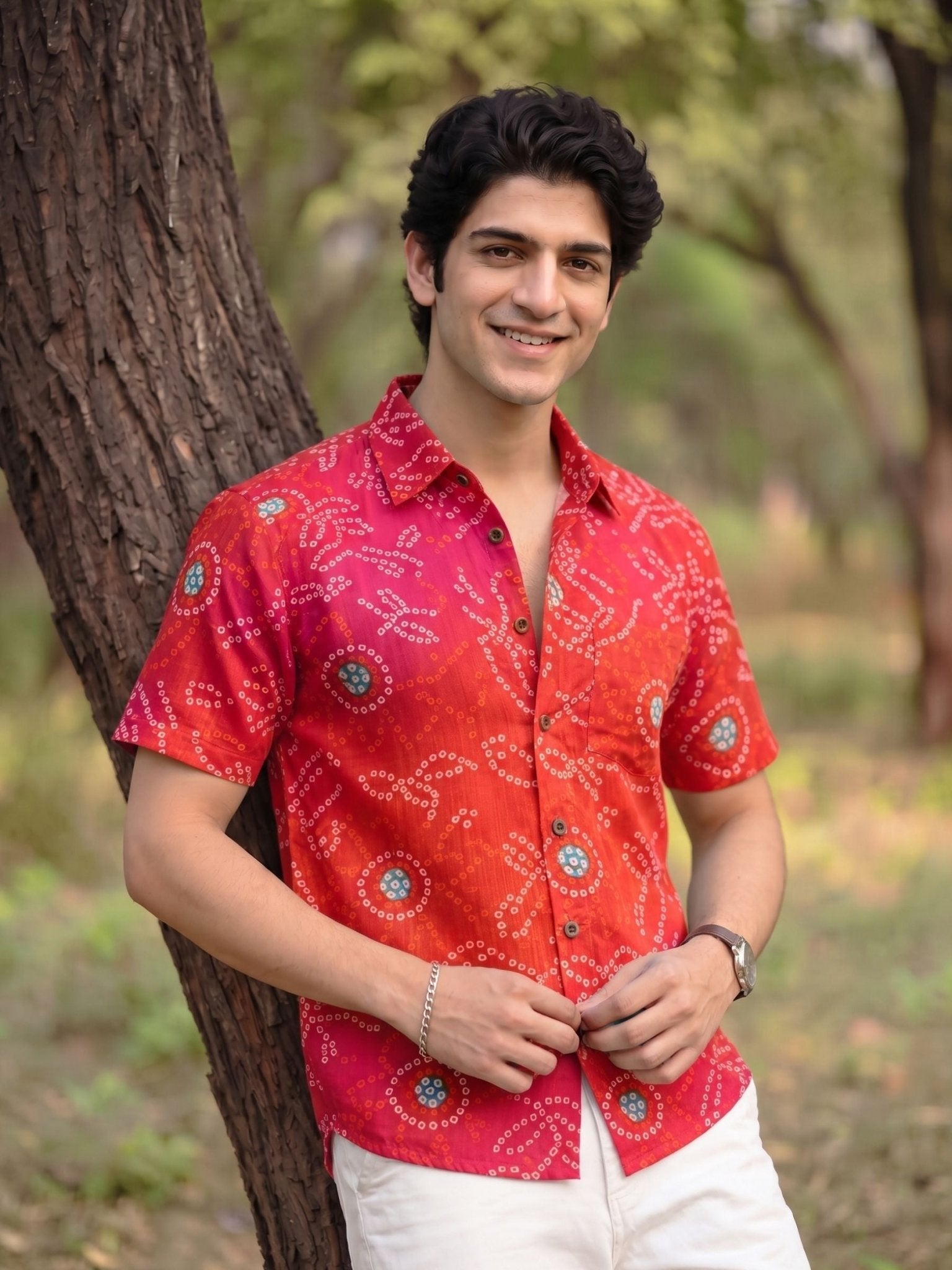 Desert Blossom – Printed Cotton Half Sleeve Shirt - Jaipuri Crown