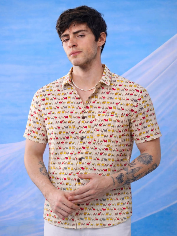 Desert Caravan – Half Sleeve Cotton Shirt - Jaipuri Crown