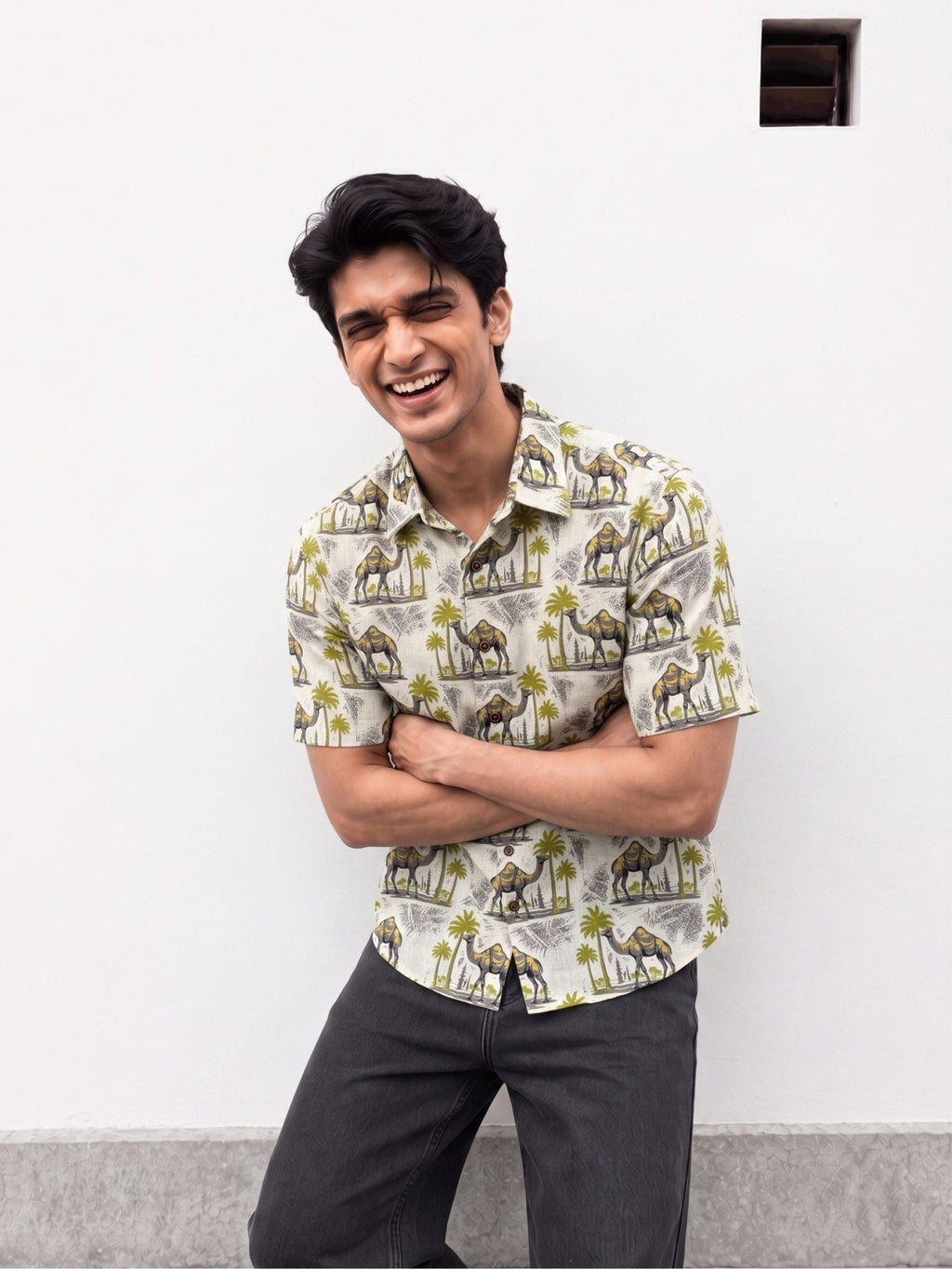 Desert Charm – Printed Cotton Half Sleeve Shirt - Jaipuri Crown
