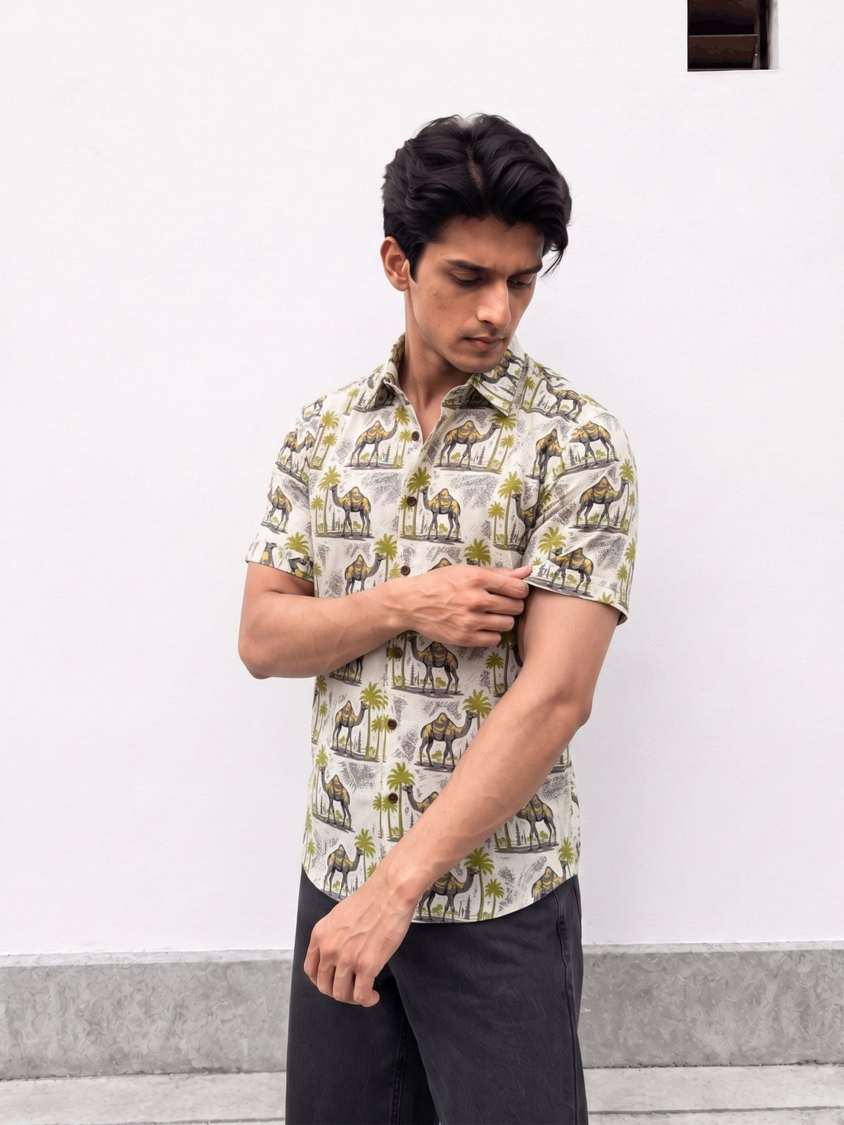 Desert Charm – Printed Cotton Half Sleeve Shirt - Jaipuri Crown