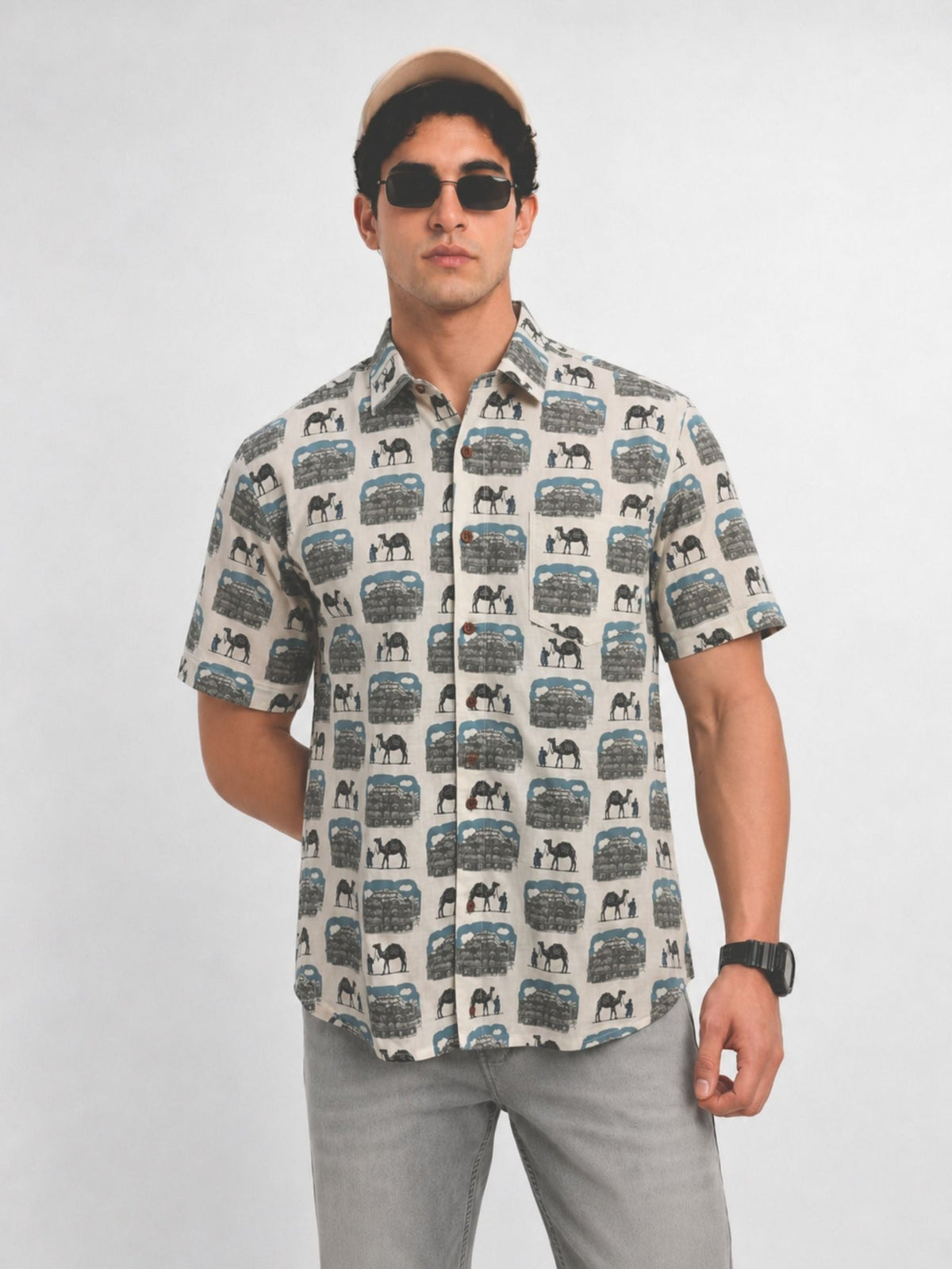 Desert Haveli – Heritage Printed Cotton Half Sleeve - Jaipuri Crown