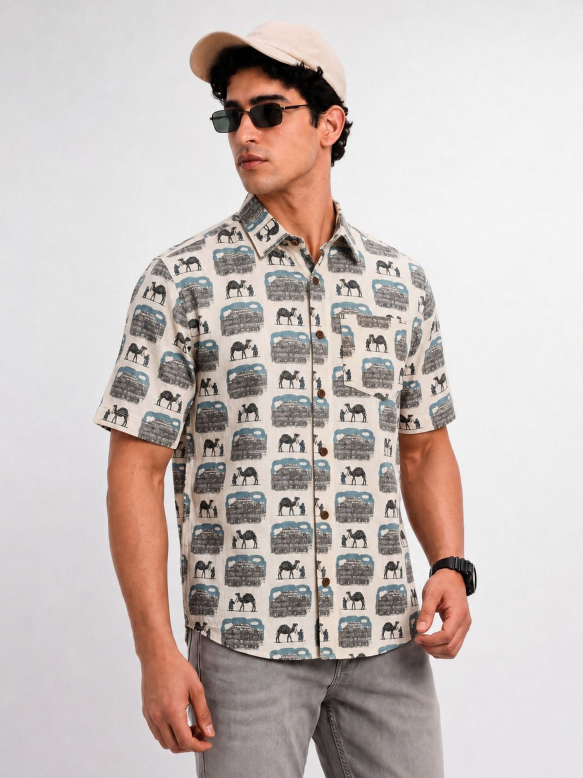 Desert Haveli – Heritage Printed Cotton Half Sleeve - Jaipuri Crown