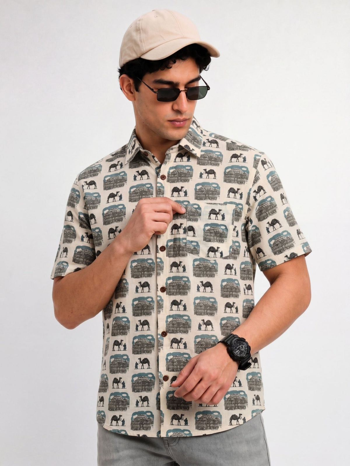 Desert Haveli – Heritage Printed Cotton Half Sleeve - Jaipuri Crown