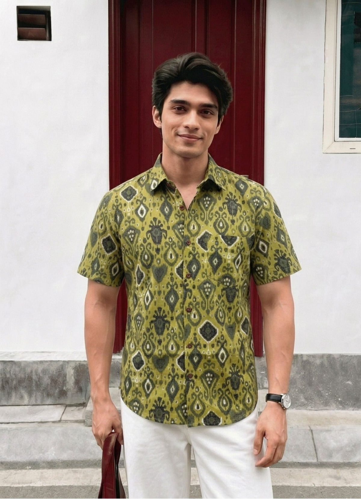 Desert Mirage – Printed Cotton Half Sleeve Shirt - Jaipuri Crown