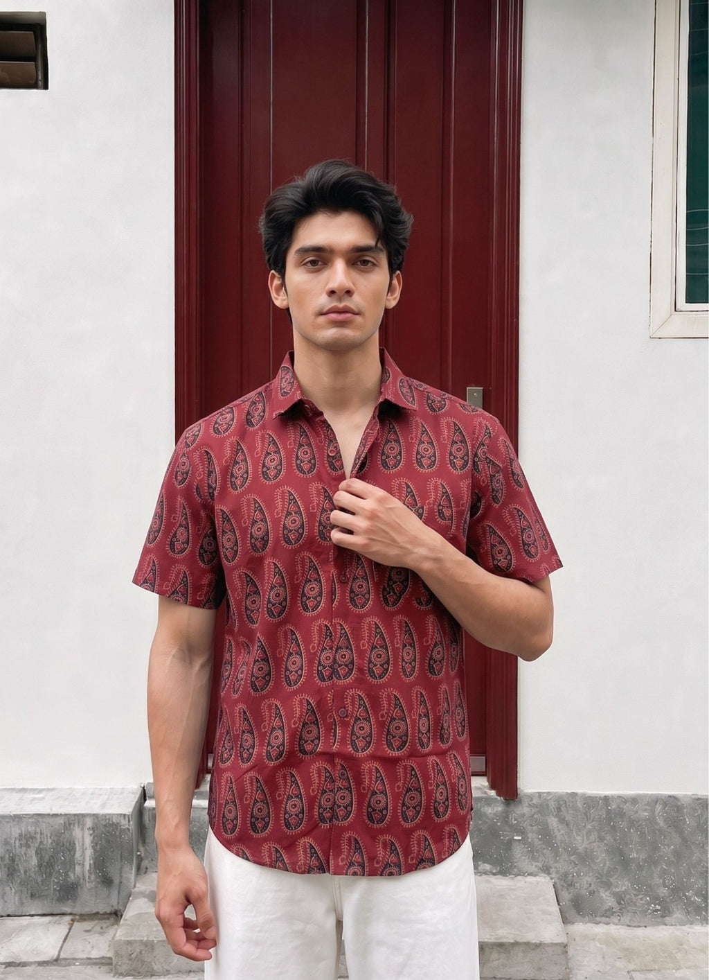 Desert Rose – Printed Cotton Half Sleeve Shirt - Jaipuri Crown