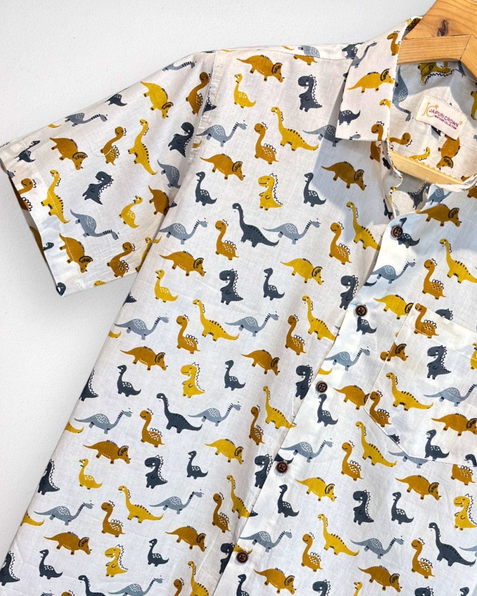 Dino Parade – Half Sleeve Cotton Shirt - Jaipuri Crown