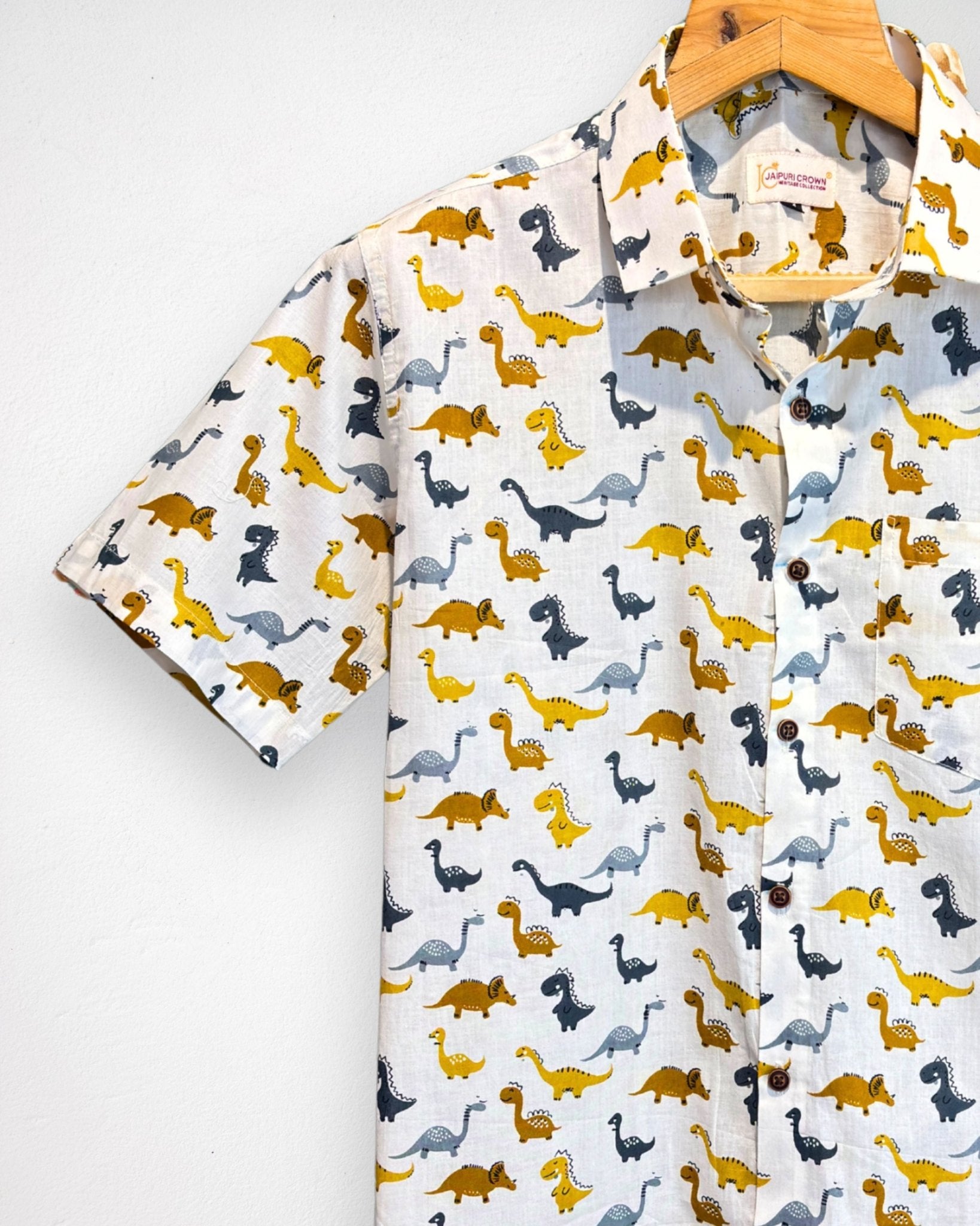 Dino Parade – Half Sleeve Cotton Shirt - Jaipuri Crown
