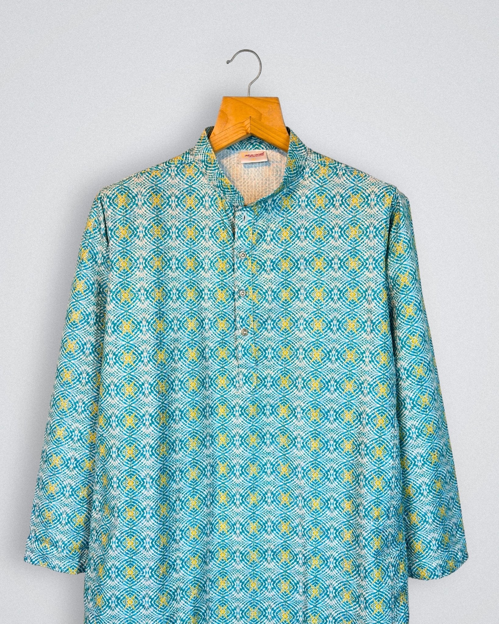 Divine Spectrum Silver Printed Kurta - Jaipuri Crown