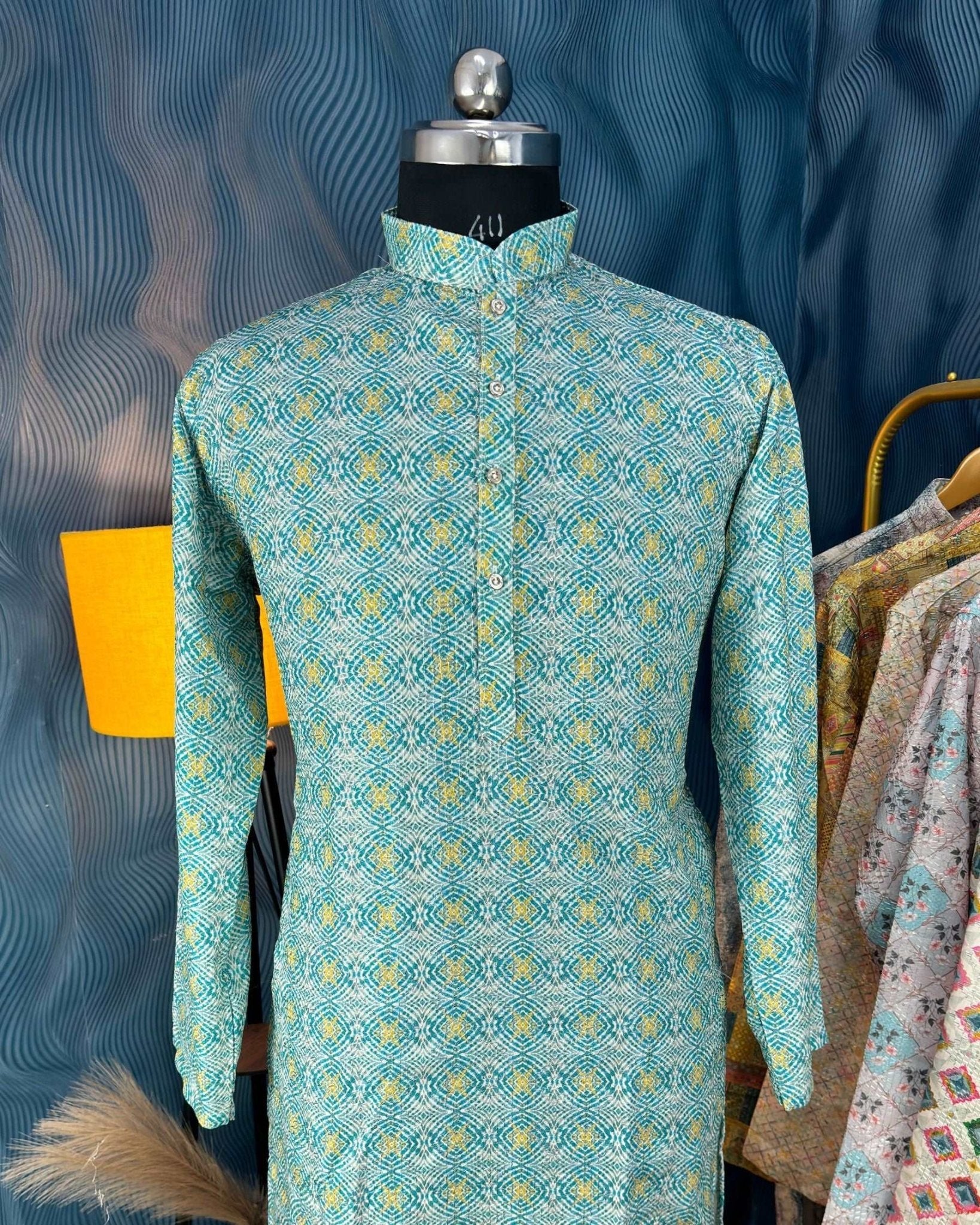Divine Spectrum Silver Printed Kurta - Jaipuri Crown
