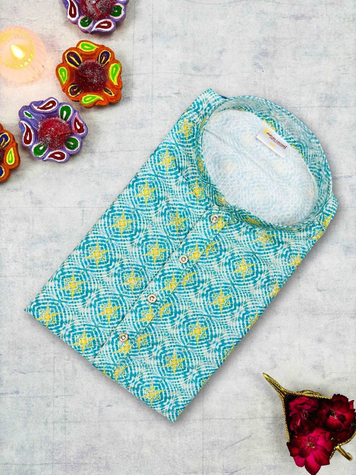 Divine Spectrum Silver Printed Kurta - Jaipuri Crown