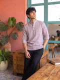 Dusty Rose Vertical Stripe Short Kurta - Jaipuri Crown