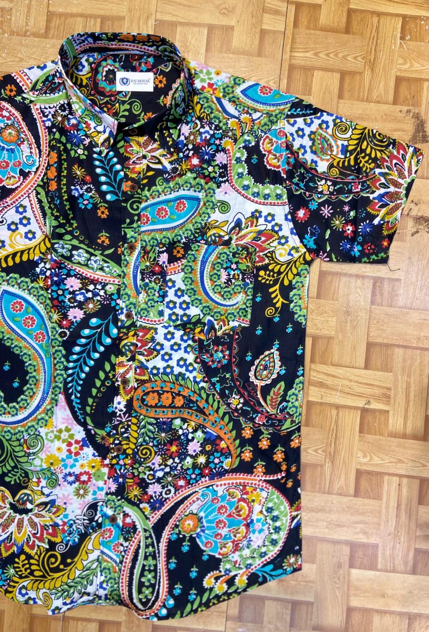 Vibrant Paisley – Cotton Half Sleeve Shirt