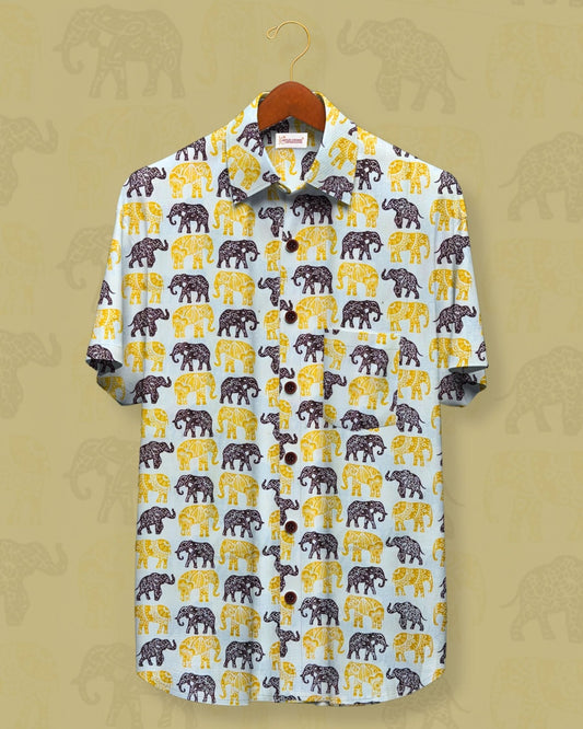 Ele King – 100% Sanganeri Cotton Half Sleeve Shirt - Jaipuri Crown