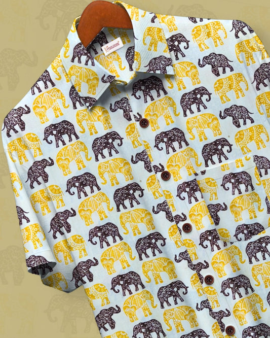 Ele King – 100% Sanganeri Cotton Half Sleeve Shirt - Jaipuri Crown