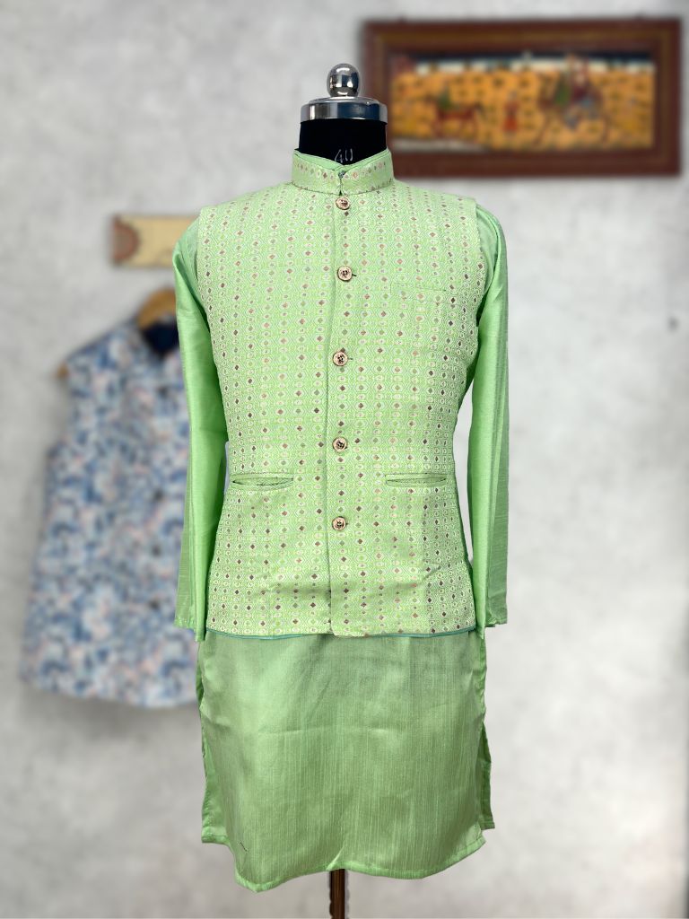 Elegance Ensemble Kurta Jacket Set - Jaipuri Crown