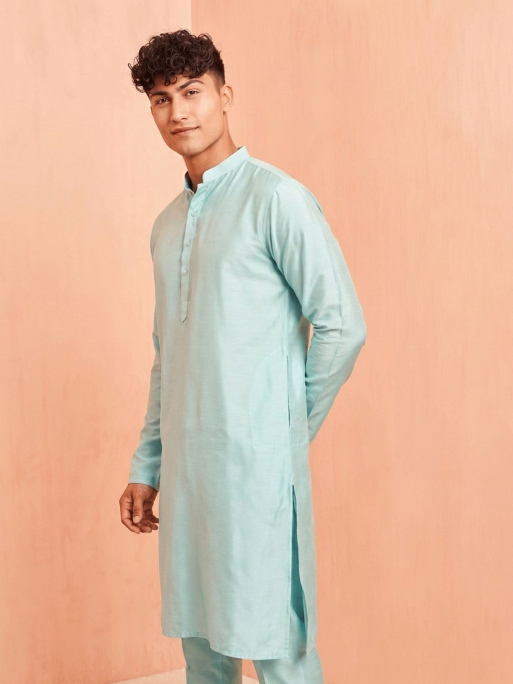 Elegant Aqua Kurta Pajama Set - Jaipuri Crown